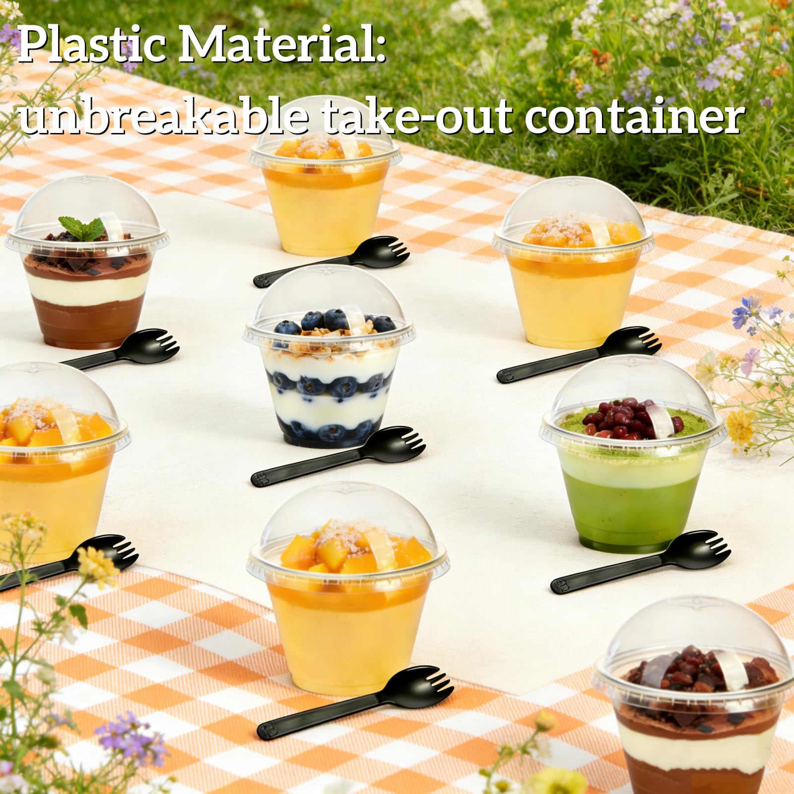 パフェカップ　専用 Amazon | Pumtus プラスチックパフェカップ インサート&ドーム蓋付き